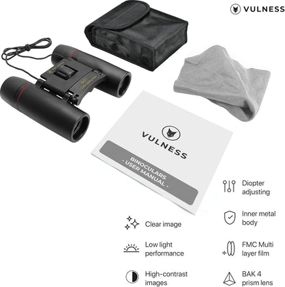 Binoculars for Adults | Compact Small Mini Travel Binocular for Bird Watching High Powered Electronics Cruise Ship Essentials Norwegian Alaska Must Haves Hiking Camping Gear a by VULNESS (Black, 8X21)