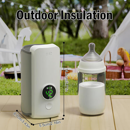 Portable Bottle Warmer for Travel, Rapid Warming with Battery-Powered Temperature Display, Waterless Milk Warming for Comfortable Baby Feeding On The Go