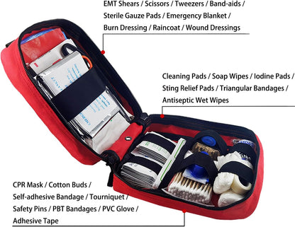Carlebben EMT Pouch MOLLE Ifak Pouch Tactical MOLLE Medical First Aid Kit Utility Pouch (with Medical Supplies Red)