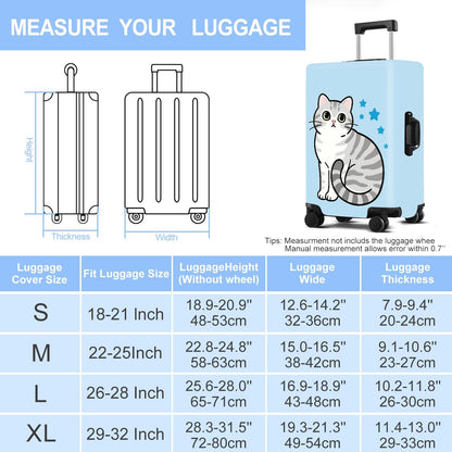 Luggage Cover Washable Suitcase Protector Anti-scratch Suitcase cover Fits 20-34 Inch Luggage (Cat, XL(32-34inch suitcase))