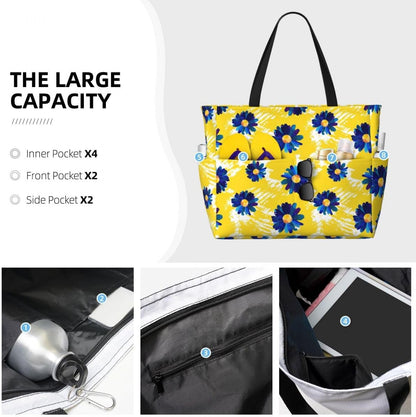Waterproof Beach Tote Pool Bags for Women Ladies Extra Large Gym Tote Bag for Weekender Travel with Small Pouch
