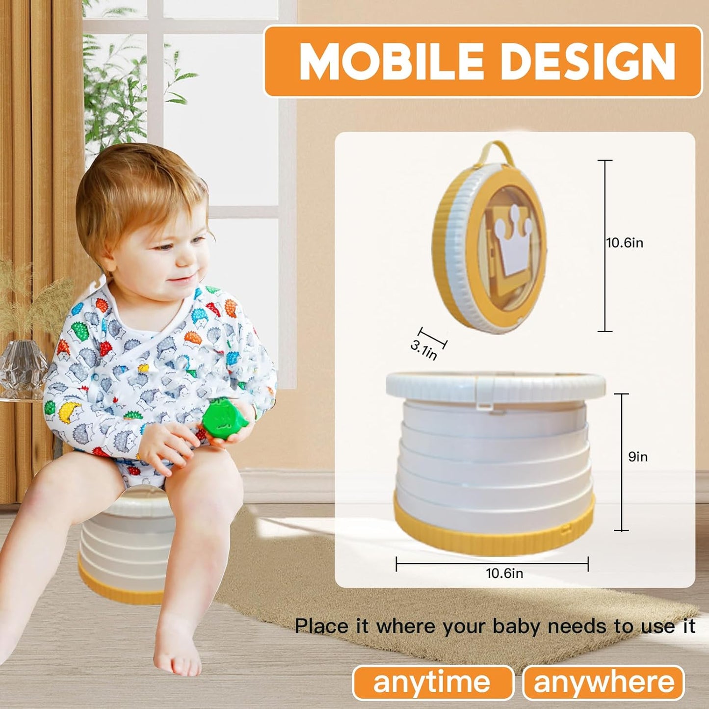 SunnySmile Portable Toilet for Kids,Portable Potty Seat for Toddler Travel,travel potty with Travel Bag, Applicable to Camping, Indoor/Outdoor Use, includes 75 Replacement Bags