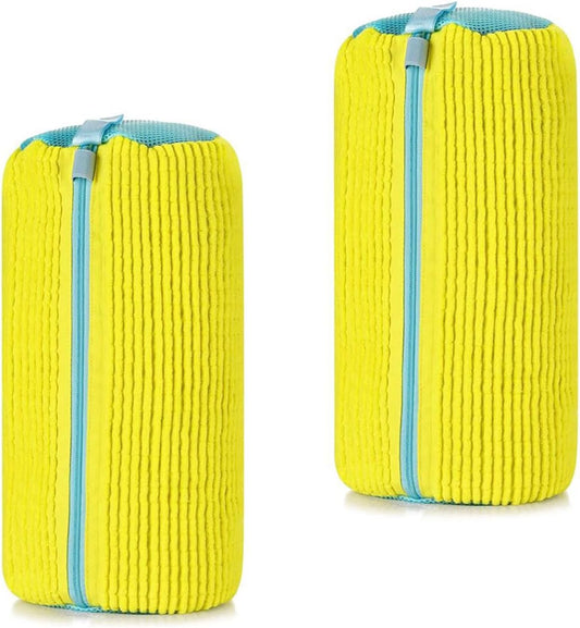 Shoe Cleaning Bags2-Pack Shoe Washing Machine Bags - Universal Laundry Shoe Cleaning Bags for Washer & Dryer, Fits All Shoe Types (Yellow)