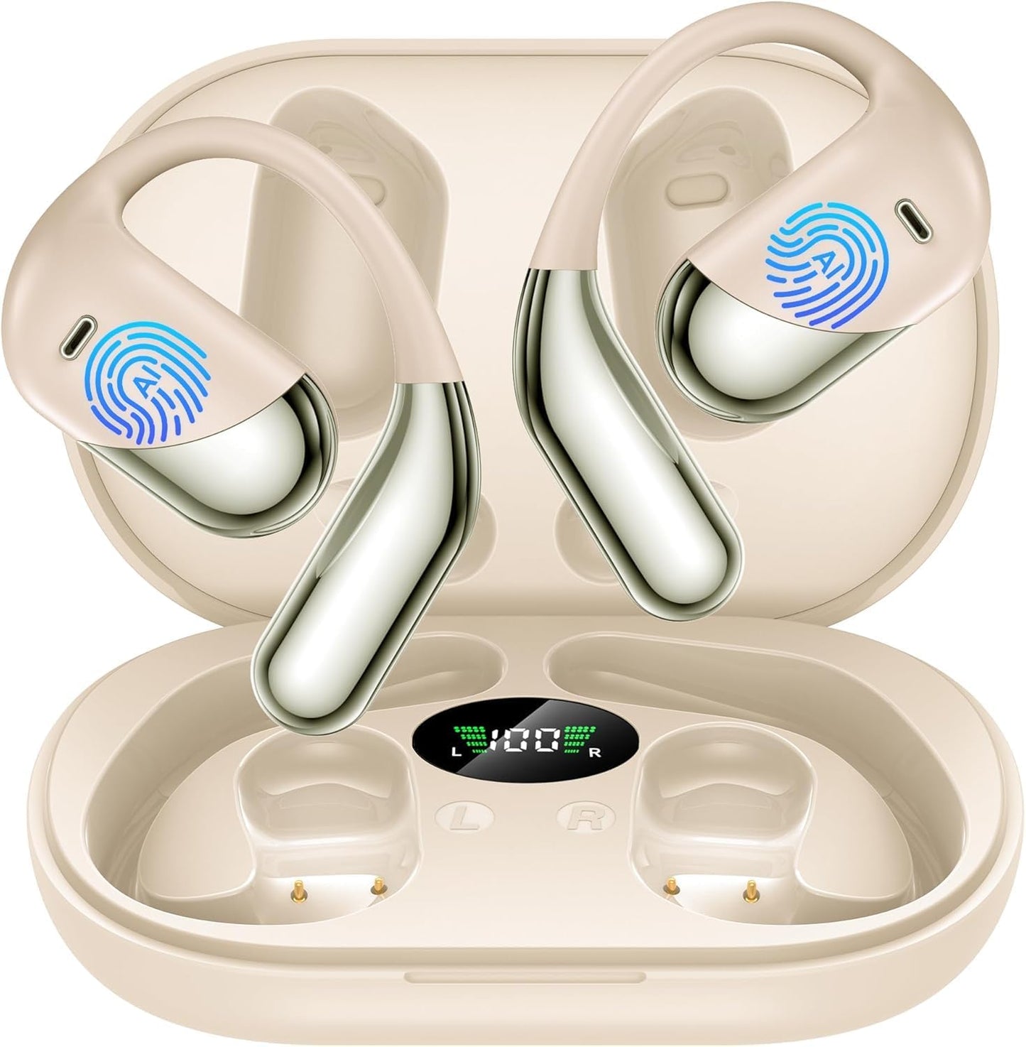 AI Translator Earbuds Real-Time 144 Languages & Accents, 3-in-1 Open Ear Wireless Bluetooth Earbuds with Charging Case,Translation Device for Travel Business Learning Compatible with iOS and Android