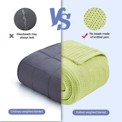 L'AGRATY Knitted Weighted Blanket - 50x60, 10lbs Cooling Chunky Knit Heavy Blanket for Adults, Braided Crochet Throw, Thick Cable Yarn, Machine Washable