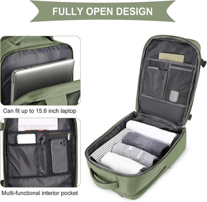 coowoz Large Travel Backpack For Women Men,Carry On Backpack Flight Approved,Hiking Backpacks Waterproof Outdoor Rucksack Casual Daypack Travel Bag Essentials Personal Item Backpack(Gray Green-L)
