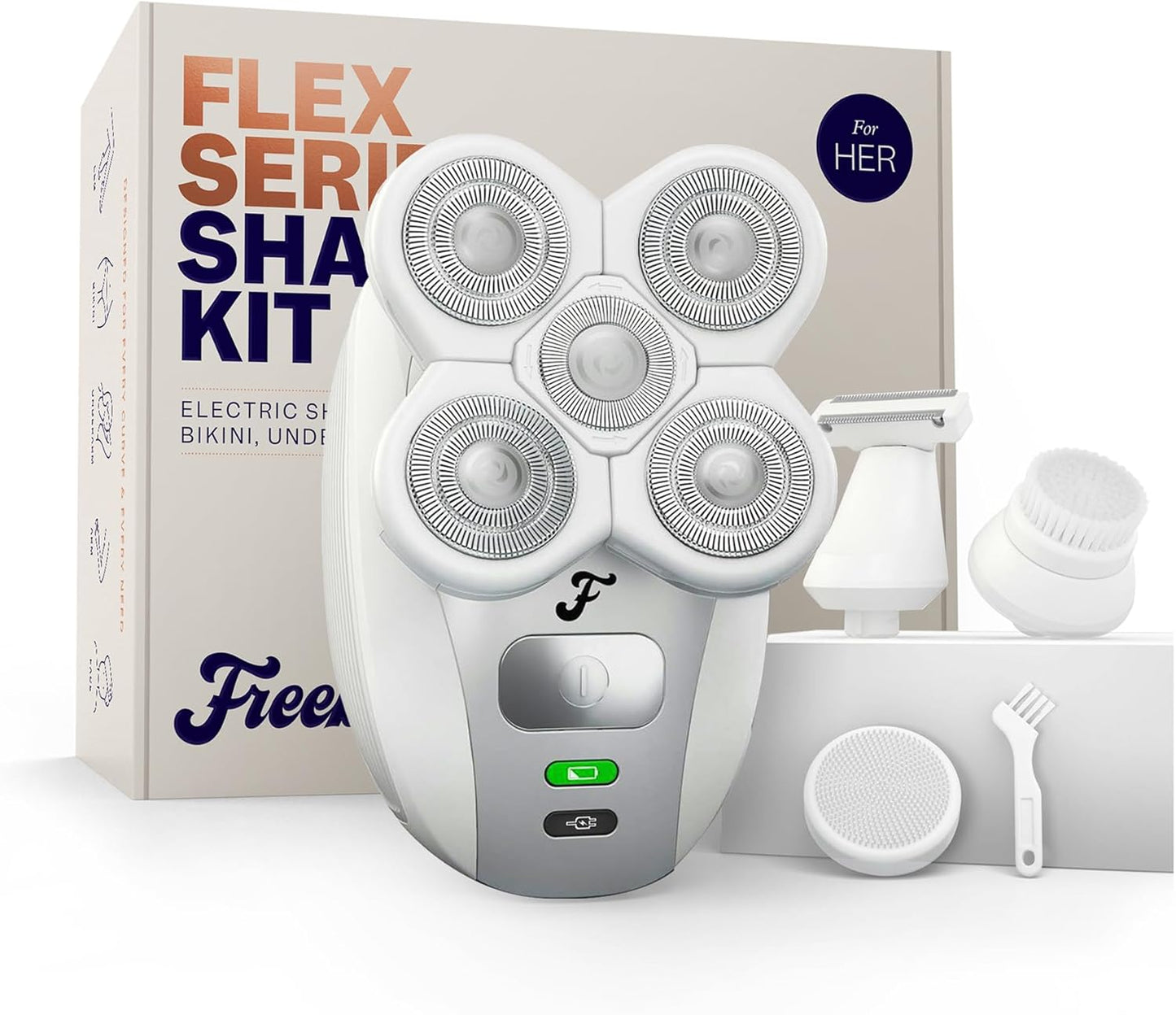 Freebird FlexSeries Electric Razor for Women - Silk Smooth Legs, Body Hair, & Pubic Shaver - for Private Area, Sensitive Skin, Bikini Trimmer