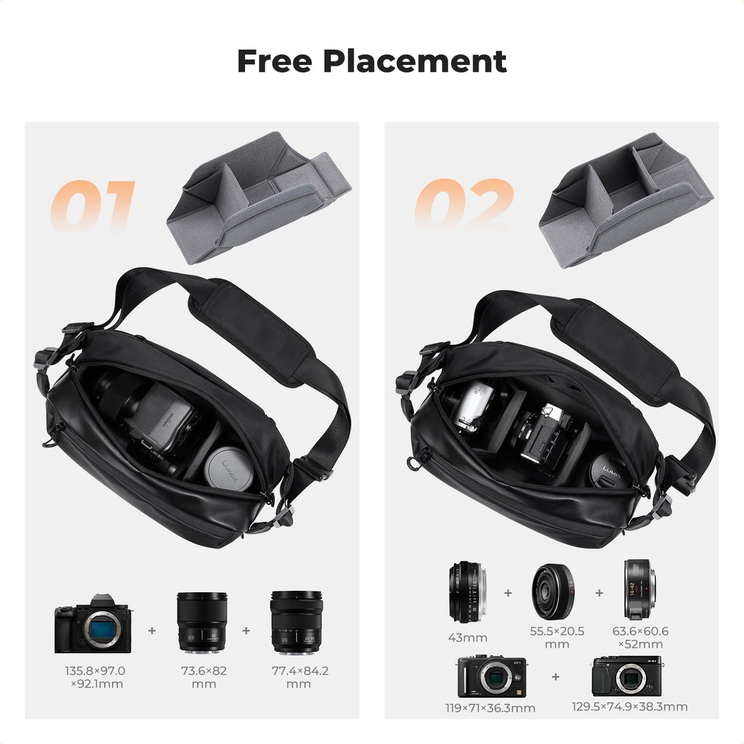 K&F Concept 2 in 1 Sling Bag Everyday Shoulder Bag & Multifunction Photography Crossbody Camera DSLR Backpack Portable Bag