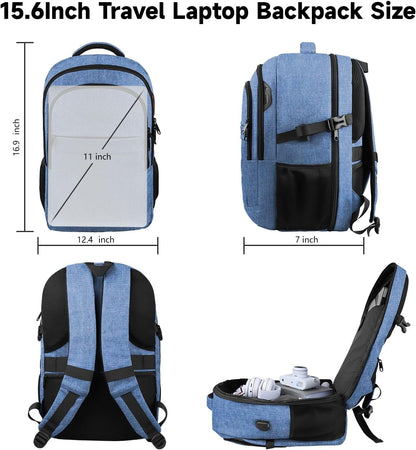 Lapsouno Travel Laptop Backpack, Travel Backpack, TSA Laptop Backpack, 15.6 inch Bag with USB Port, TSA Friendly Water Resistant College School Business Computer Bag Backpack Men Women, Blue