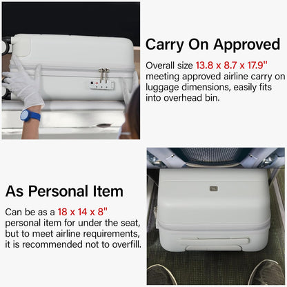 Hanke 16 Inch Underseat Carry On Luggage with Spinner Wheels Hard Shell Suitcases Mini Small Carry On Bag for Airline Approved TSA Luggage Lightweight Travel Suit Case(Smoke White)
