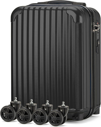 Personal Item Small Suitcase 18x14x8 Inches Hardside Built In TSA Lock & USB Port Lightweight Luggage With Removable Silent Wheels Underseat Carry-On Bag For Spirit and Frontier (Black)