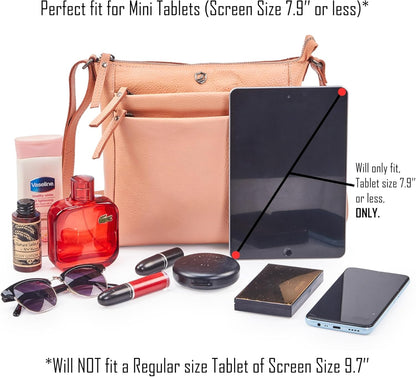 Small Soft Genuine Leather Crossbody Purse Women’s Sling Crossover Shoulder Travel Handbag with Triple Zipper