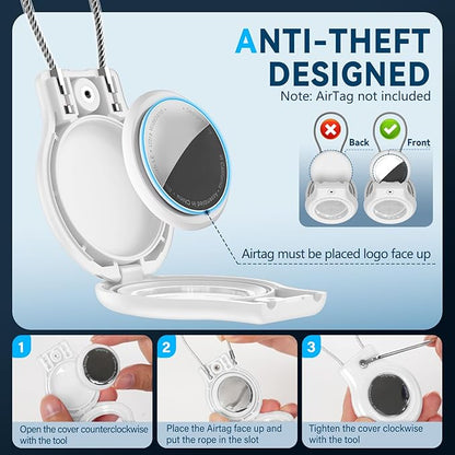 Waterproof Airtag Holder,4 Pack Airtag Case with Secure Lock,Airtags Keychain for Air tag,Anti-Lost Protective Case Air tags Accessories for GPS Tracker Luggage,Key,Pet-Black/Black/White/White
