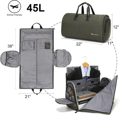 Convertible Garment Bag with Shoulder Strap, Modoker Carry on Garment Duffel Bag for Men Women - 2 in 1 Hanging Suitcase Suit Travel Bags,Forest Night