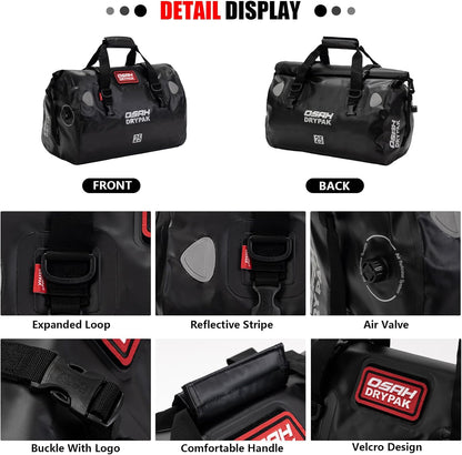 Waterproof Duffel& Luggage Bag - Motorcycle Dry Bag Tail Saddle Bags with Roll Top Closure,Large Storage Space,for Camping, Kayaking, Fishing & Traveling(Sky, 60L)