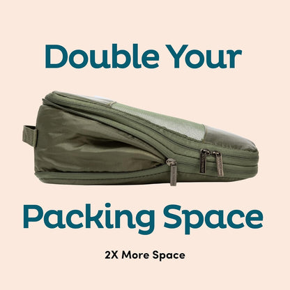 6-Pack Compression Packing Cubes Travel Essentials - Lightweight, Water-Resistant Luggage Organizer Bags with Handles, Durable Travel Accessories Suitcase Organizer (Inkblue)