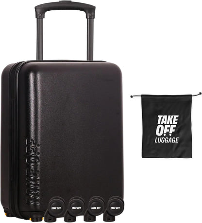 Take OFF Luggage 18 inch Hardshell Carry On Suitcase that Converts into Underseater Luggage with Removable Spinner Wheels for Airline Personal Item Use Requirements, 18 x 14 x 8 Inches - Black