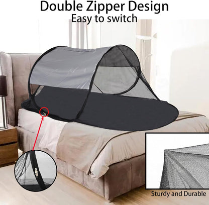 CMINGJ Large Pop Up Mosquito Tent, Portable Foldable Mosquito Net with Bottom for Bed, Camping, Travel, Patio, Suitable for Outdoor Indoor (78 * 28 * 27inch) (Gray Bottom & Gray Top)