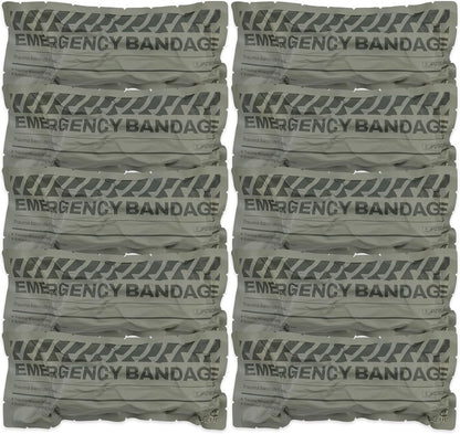 RHINO RESCUE 6" Emergency Compression Bandage Strile Trauma Wound Dressing Israeli First Aid Kit IFAK, 10 Count