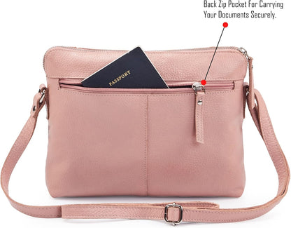 Wise Owl Accessories Small Soft Pebbled Real Leather Crossbody Handbags Purses Sling Crossover Shoulder Bag