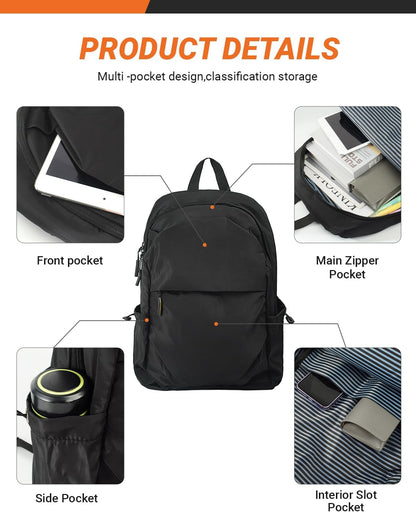 Multi-Pocket Laptop Backpack, 24L Capacity, Fits 14-inch Laptop, 16.9x12.6x5.5 inches, 1.1 lbs, Black/Navy/Gray (Black)