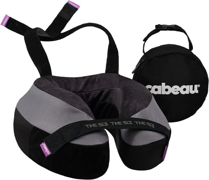 Cabeau Travel Neck Pillows for Airplanes – The Neck’s Evolution, TNE S3 – Supportive Memory Foam Design for Long Haul Flights – Attachable Seat Straps and 360° Support (Berlin Grey)