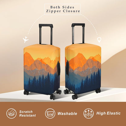 Explore Land Travel Luggage Cover Suitcase Protector Fits 31-32 Inch Case (Amber Mountains, XL)