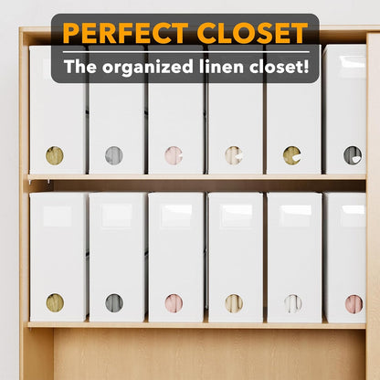 SpaceAid 12 Pack Bed Sheet Organizers and Storage, Foldable Sheet Organizer for Linen Closet, Sheets Set Folder Keeper with Window XL (Queen & King Size) Bedding Container (White, 12 Pack)