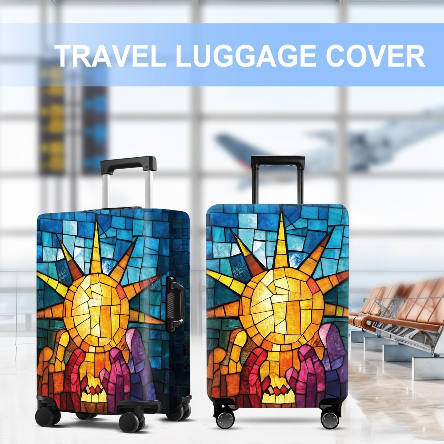 Luggage Cover Washable Suitcase Protector Anti-scratch Suitcase cover Fits 20-34 Inch Luggage (Sun, XL(32-34inch suitcase))