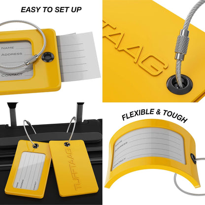 Luggage Tags Business Card Holder by TUFFTAAG - Durable Travel ID Bag Tag, Secure & Flexible, Perfect for Suitcases, Backpacks, and Carry-Ons, Easy Identification