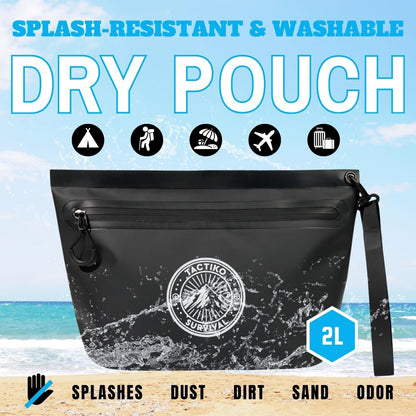 Tactiko Heavy-Duty Splash Water Resistant Zipper Pouches - 2L Hold-All Organizers for Dry Bags, Travel Bags (Black)