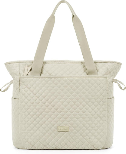 BAGSMART 25L Quilted Tote Bag Large Shoulder Bag with Top Handle for Women, Machine Washable Work Travel Handbag
