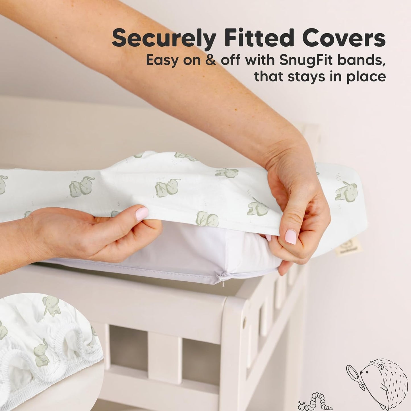 2-Pack Baby Changing Pad Covers for Girl, Boy, Neutral - Soft Viscose Derived from Bamboo Changing Table Pad Cover Sheets, Baby Nursery Diaper Changing Pad Cover, Contour Changing Pad Liner (Elly)