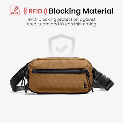 tomtoc 1.5L X-Pac Sling Bag with RFID Blocking, Crossbody Bag Minimalist Chest Shoulder Pack for Men/Women, Water-resistant Lightweight Casual Funny Pack for Travel, Daily Commute