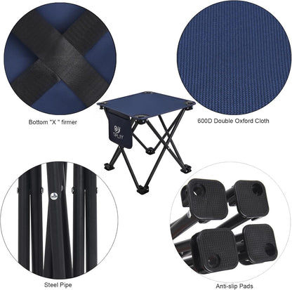 Opliy Camping Stool, Folding Small Chair Portable Camp Stool for Camping Fishing Hiking Gardening and Beach, Camping Seat with Carry Bag (Blue)