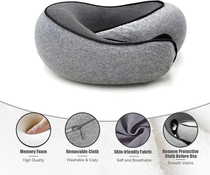 RURING Travel Pillows for Airplanes, Travel Neck Pillow Travel Pillow, Neck Pillow Airplane Memory Foam 360 Degree Support Stowable Pillows for Airplanes Offices and Cars 2PCS (Black)
