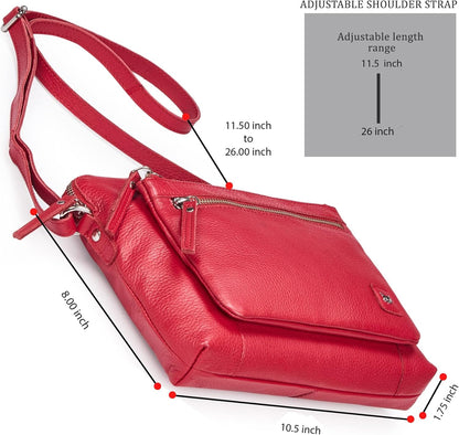 Wise Owl Accessories Small Soft Pebbled Real Leather Crossbody Handbags Purses Sling Crossover Shoulder Bag