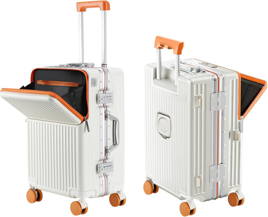 Hard Shell Luggage 20 Inch Travel Luggage, 22x14x9 Airline Approved with TSA Lock, PC+ABS Aluminum Frame, Lightweight Travel Luggage 20'' 24'' 26'' Carry-On (orange, 20 inch)