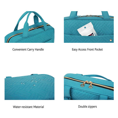 BAGSMART Toiletry Bag Travel Bag with Hanging Hook, Water-resistant Makeup Cosmetic Bag Travel Organizer for Accessories, Shampoo, Full Sized Container, Toiletries，Large-Teal