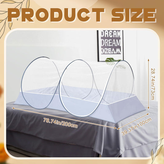 2 Pcs Large Pop up Mosquito Tent Nets Portable Foldable Mosquito Nets for Bed Camping Travel Patio Outdoor Crib Bug Netting Mesh Tent Canopy for Adults Baby Bedroom (78 * 39 * 28 Inch)