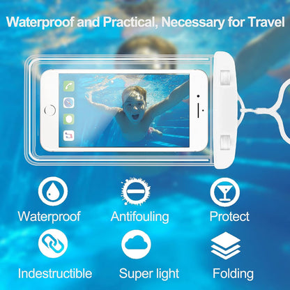 2-Pack Waterproof Phone Pouch，Waterproof Phone Case for iPhone 15 14 13 12 Pro Max XR X SE 2022 8 Samsung S24 S23 S22(Black+White)