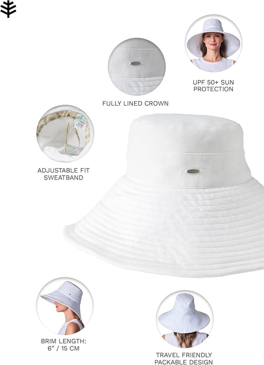 Coolibar UPF 50+ Women's Brittany Beach Hat - Sun Protective White