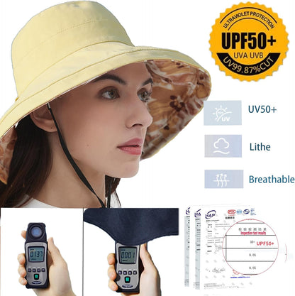 vidsel Womens Sun Hats Wide Brim Reversible Bucket Cotton Hat Packable Summer Travel Cap with Hat Clip,UV Protection
