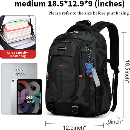 schoolbags for Middle school and high school student，high-capacity camo bookbags for Teens boys，Water Resistant Anti Theft Travel backpack with Computer compartment Fits 15.6 Inch Laptop