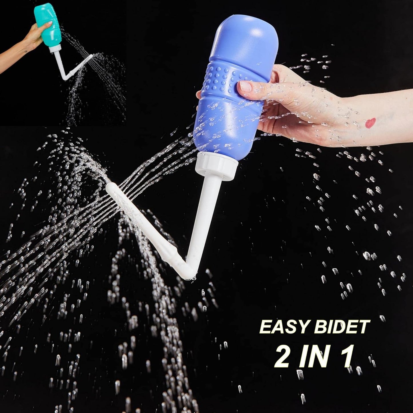 2PCS Vaginal Irrigation Intimate Wash for Women,Portable Bidet Travel Bidets ,Peri Bottle for Postpartum Care (Pink+Green)