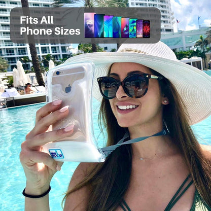 AquaVault 100% Waterproof Floating Smart Phone Case & Money Pouch - Fits All Phones - Made from Premium Heavy Duty PVC for Added Drop Protection - Includes Adjustable Neck Strap. White