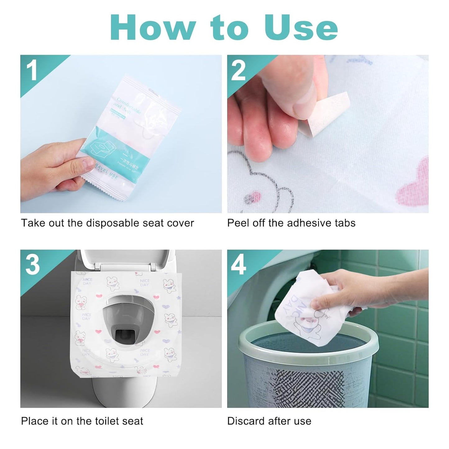 5 Packs Toddler Toilet Seat Covers Disposable, Disposable Toilet Seat Covers for Travel Waterproof Non-Woven, Travel Essentials for Kids Toddlers Potty Training (Individual Package)