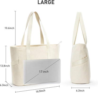 Tote Bag for Women with Zipper, Travel Tote Bags with Compartments Large Shoulder Bag Handbag for Gym Work School