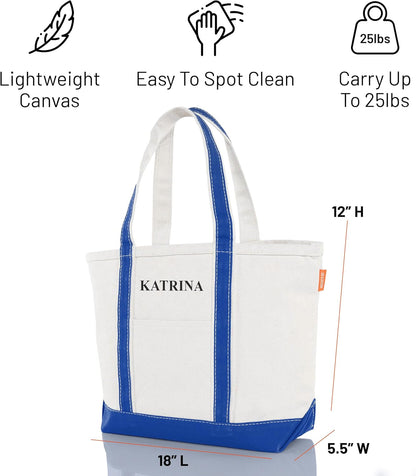 CB STATION Medium Classic Canvas Tote Bag for Women, Top Zipper Closure, Outer Pocket, Daily Essentials, Groceries, Traveling
