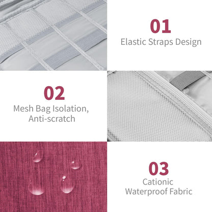 Electronics Travel Organizer,Portable Waterproof Electronic Travel Storage Bag for Small Charging Cord Storage,Charger,Small Electronics,SD Card etc,for Travel,Business -Wine Red